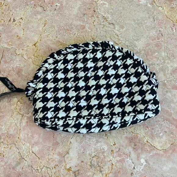 Vera Bradley Handbags - Vera Bradley Black White Houndstooth Ruffle Cosmetic Pouch Makeup Bag